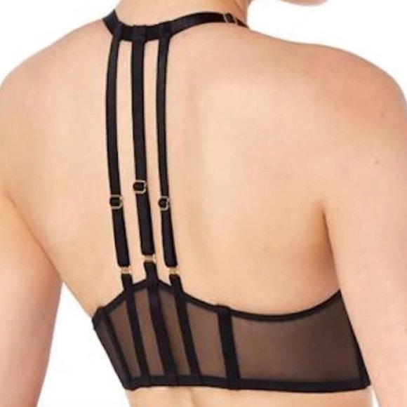 Bordelle Luxury Lingerie Set - Art Deco Mesh Wrap Bra, Bondage Belle Peep Briefs - Picture 2 of 9